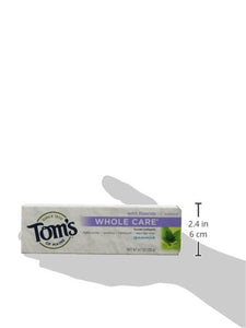 Tom's of Maine Whole Care Fluoride Toothpaste Spearmint, 4.7 Ounce, 2 Count