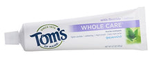 Tom's of Maine Whole Care Fluoride Toothpaste Spearmint, 4.7 Ounce, 2 Count