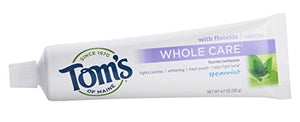 Tom's of Maine Whole Care Fluoride Toothpaste Spearmint, 4.7 Ounce, 2 Count