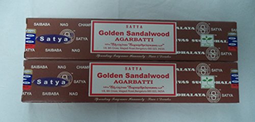 Satya Golden Sandalwood Incense Sticks - Set of 2 Packs of 15 Grams Each
